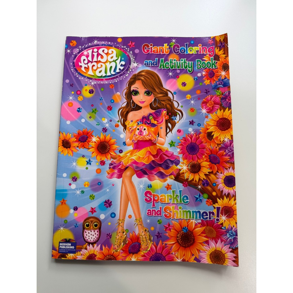 New Lisa Frank Giant Coloring and Activity Book Purple Sparkle and Shimmer NOS